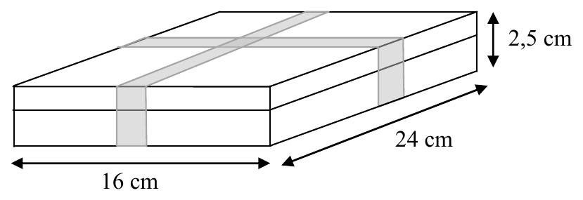 Pudełko w kształcie prostopadłościanu o wymiarach 16 cm, 24 cm i 2,5 cm