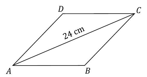 Romb ABCD z przekątną AC o długości 24 cm