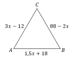 Trójkąt ABC z bokami opisanymi wyrażeniami algebraicznymi