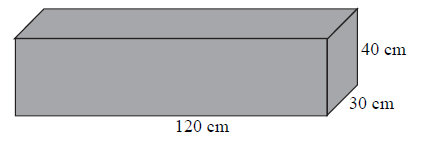 Prostopadłościan o wymiarach 30 cm, 40 cm i 120 cm